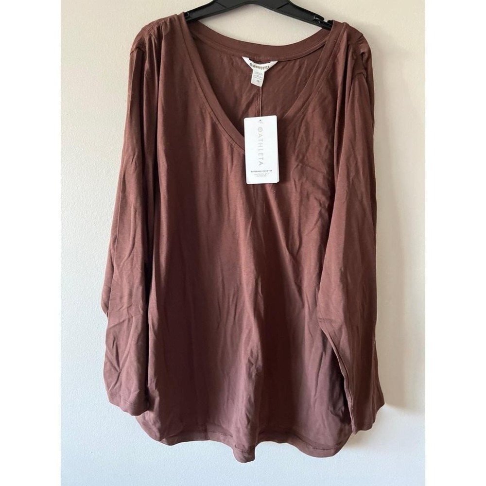 Athleta Outbound V-Neck Top Java Brown 3X NWT NWT - image 1
